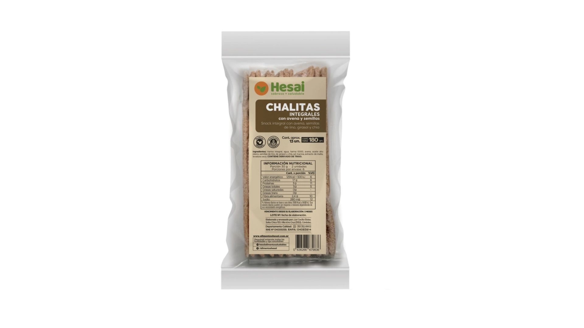 HESAI CHALITAS INTEG AVENA Y SEMILLAS 180 GRS