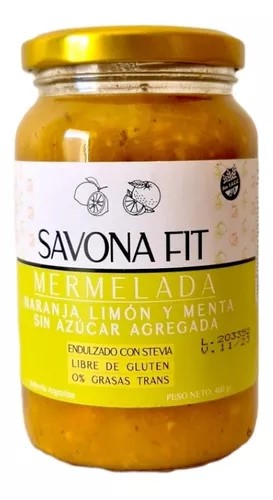 SAVONA FIT MERMELADA DE NARANJA, LIMON, MENTA S/A 400 GRS