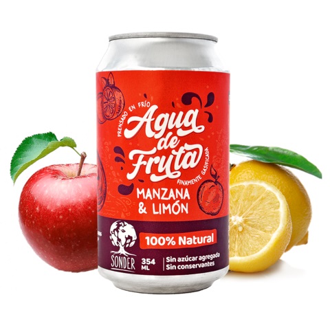 SONDER AGUA DE FRUTA MANZANA Y LIMON 354 CC