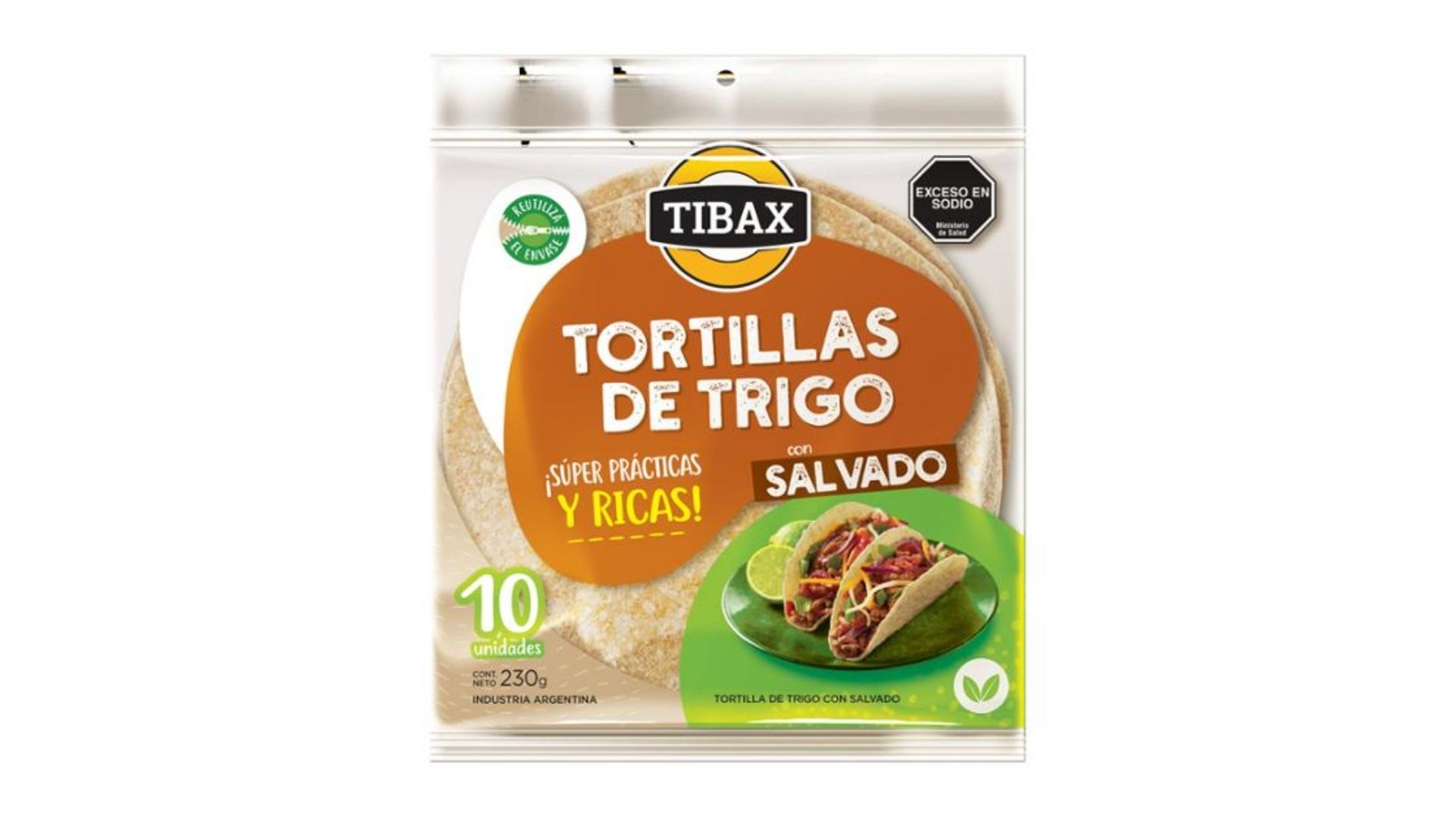 TIBAX TORTILLAS DE TRIGO CON SALVADO 230 GRS