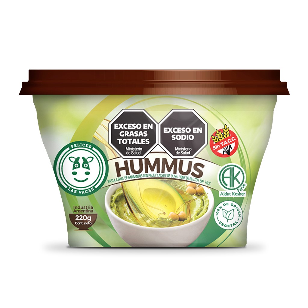 FELICES LAS VACAS HUMMUS CON PALTA Y OLIVA 220 GRS