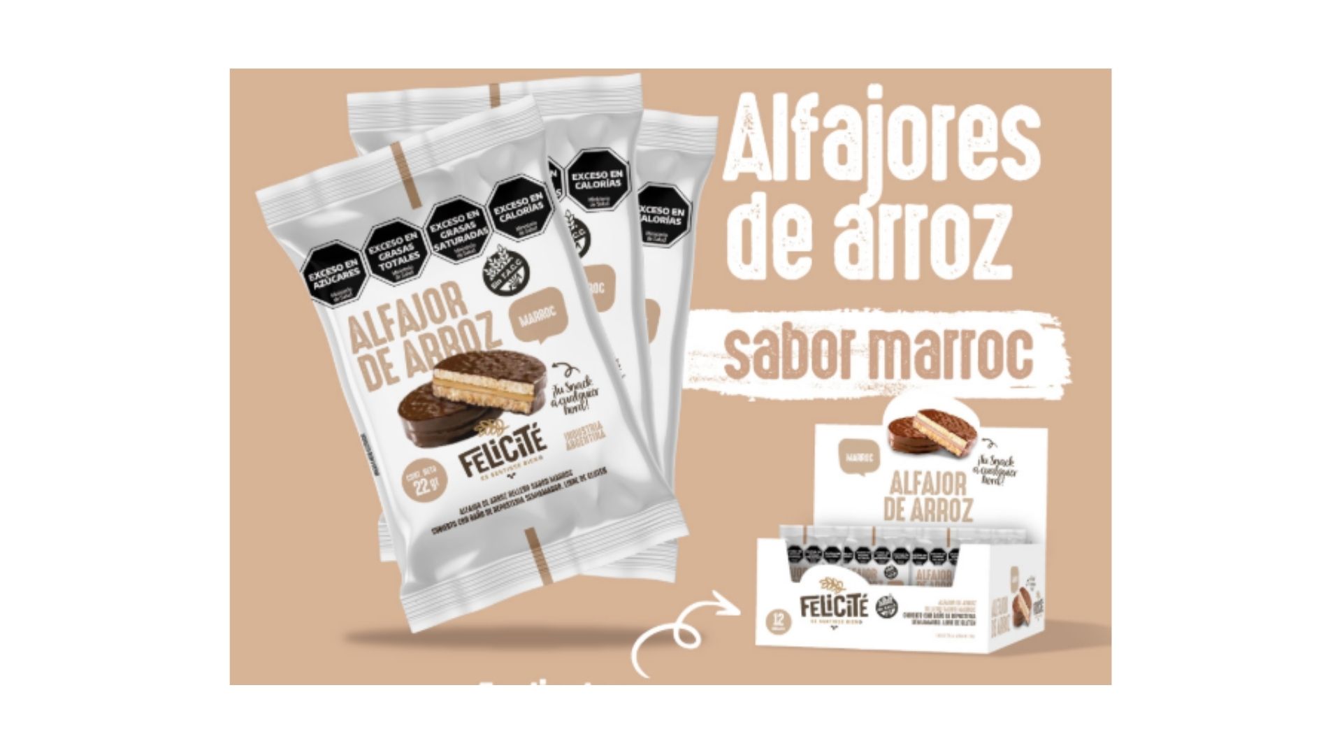 FELICITE ALFAJOR DE ARROZ MARROC 12 UNID