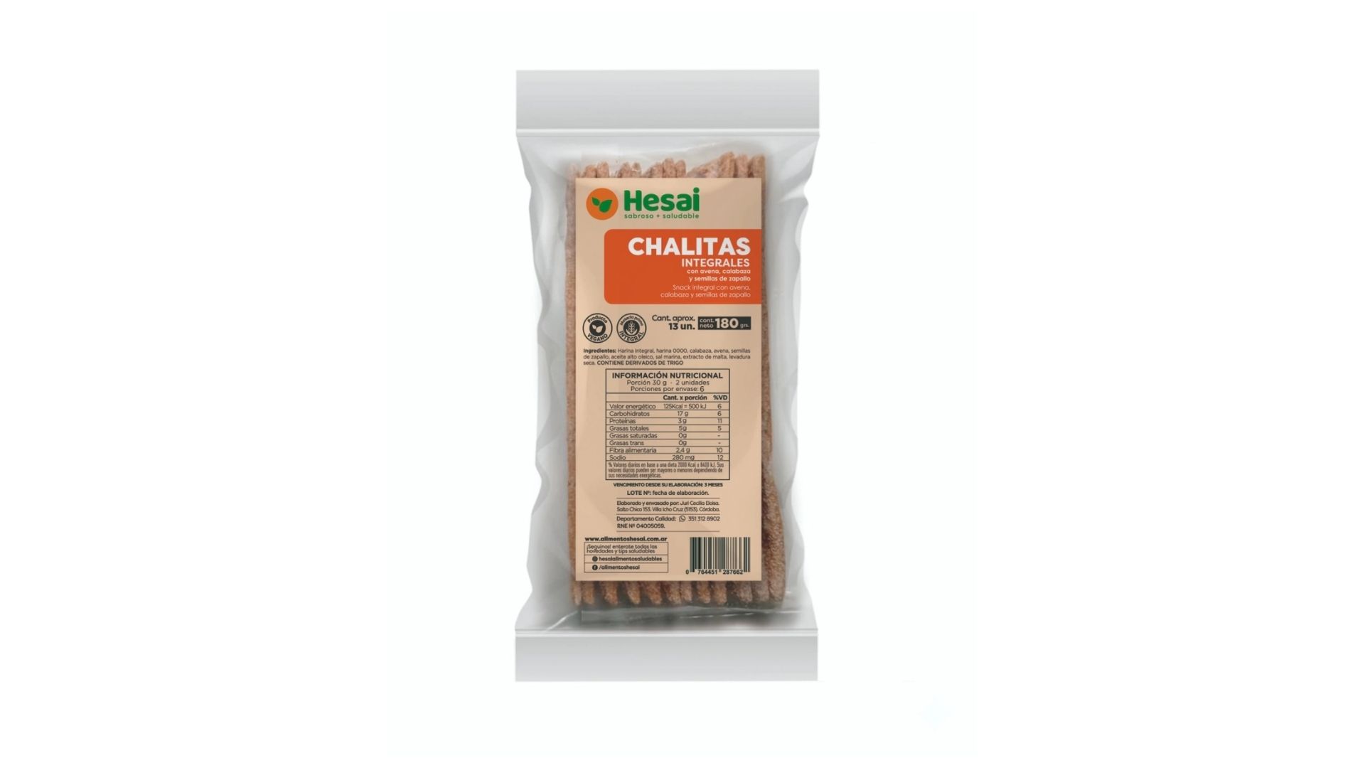 HESAI CHALITAS INTEG CALABAZA Y ZAPALLO 180 GRS