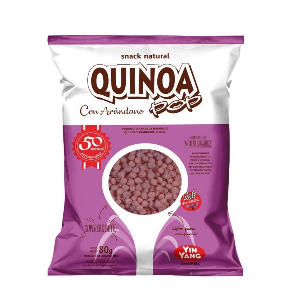 YIN YANG QUINOA POP CON ARANDANO 80 GRS