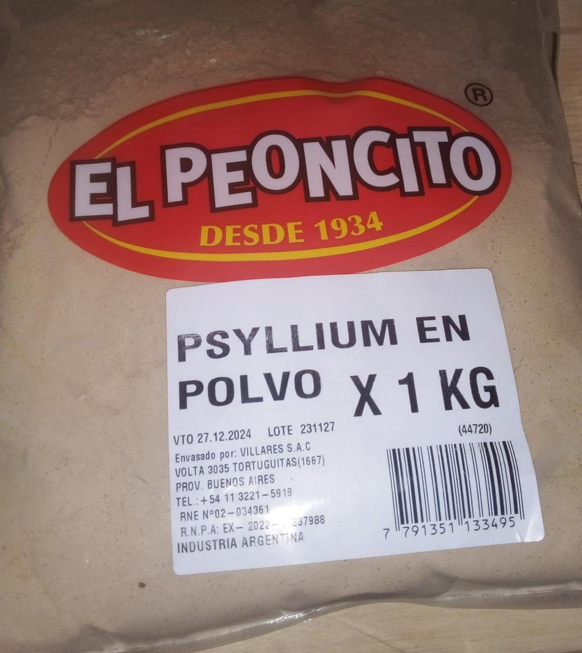 EL PEONCITO PSYLLIUM POLVO 1 KG
