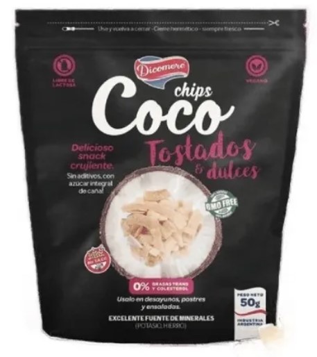DICOMERE CHIPS DE COCO Y DULCES 50 GRS