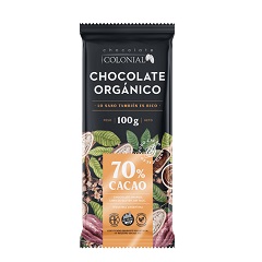 CHOC. COLONIAL BARRA CHOC ORG 70 % 100 GRS