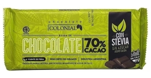 CHOC. COLONIAL BARRA CHOC NEGRO C/STEVIA 100 GRS 70%