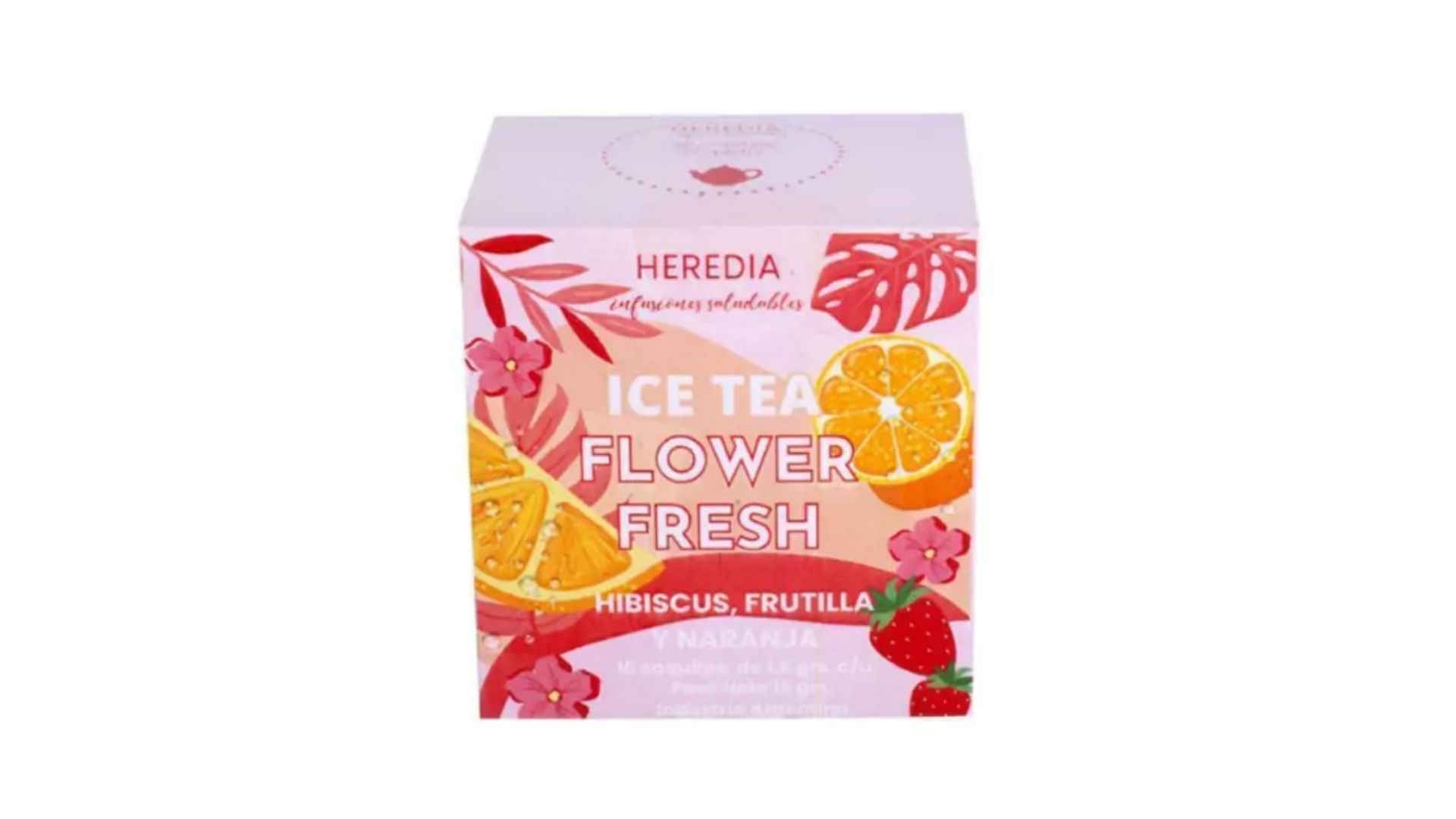 HEREDIA ICE TEA FLOWER FRESH HIBISCUS, FRUTILLA, NARANJA 10 SAQ