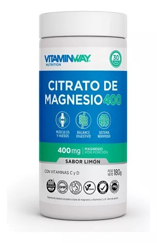 VITAMINWAY CITRATO DE MAGNESIO 400 MG LIMON 180 GRS