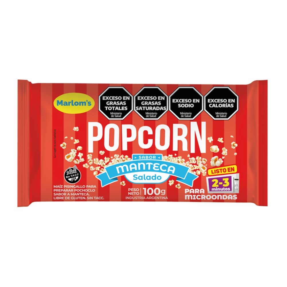 MARLOM'S POPCORN MANTECA SALADO 100 GRS