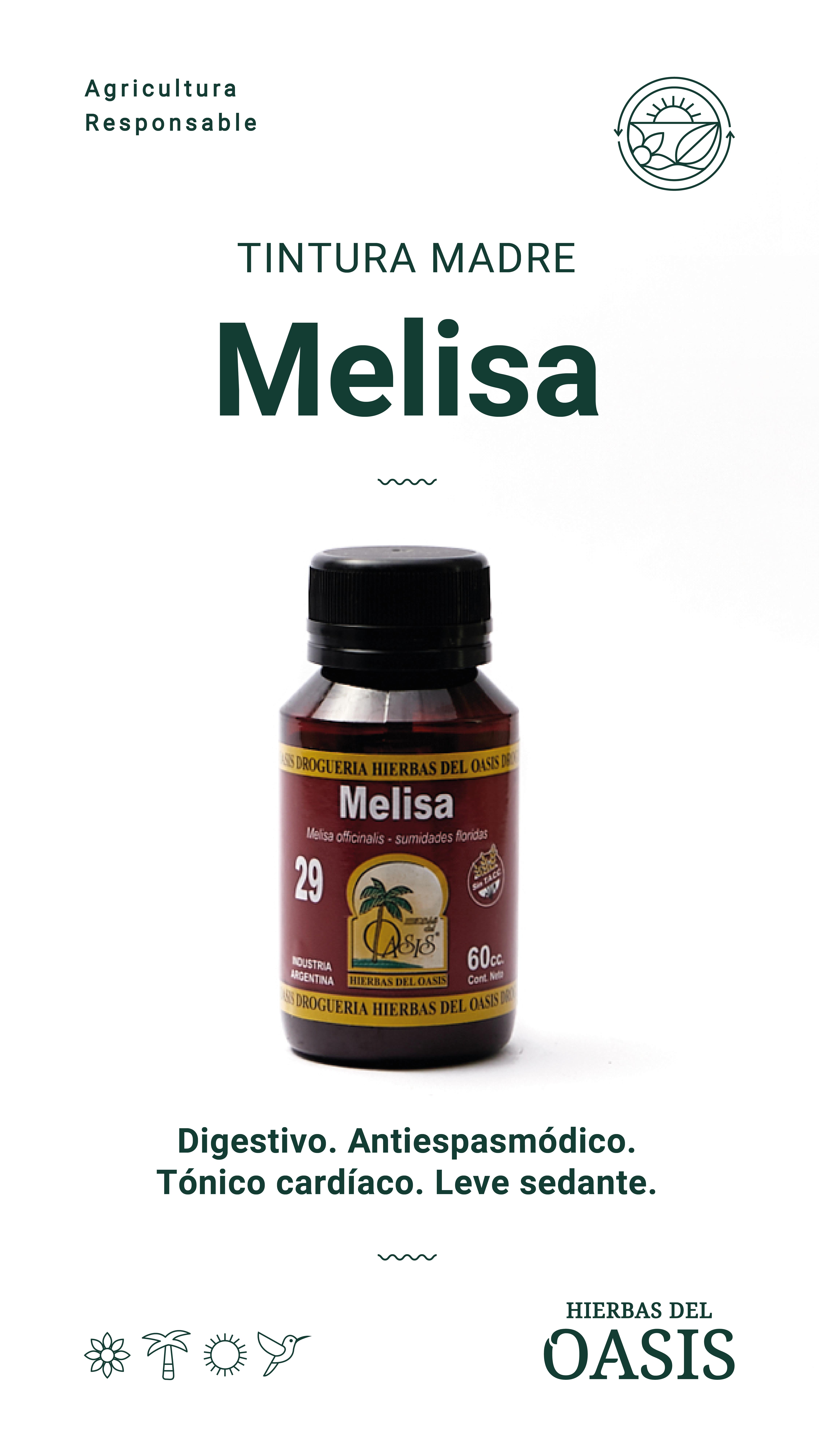 Hierbas Del Oasis TINTURA MADRE Nº 29 MELISA 60 cc