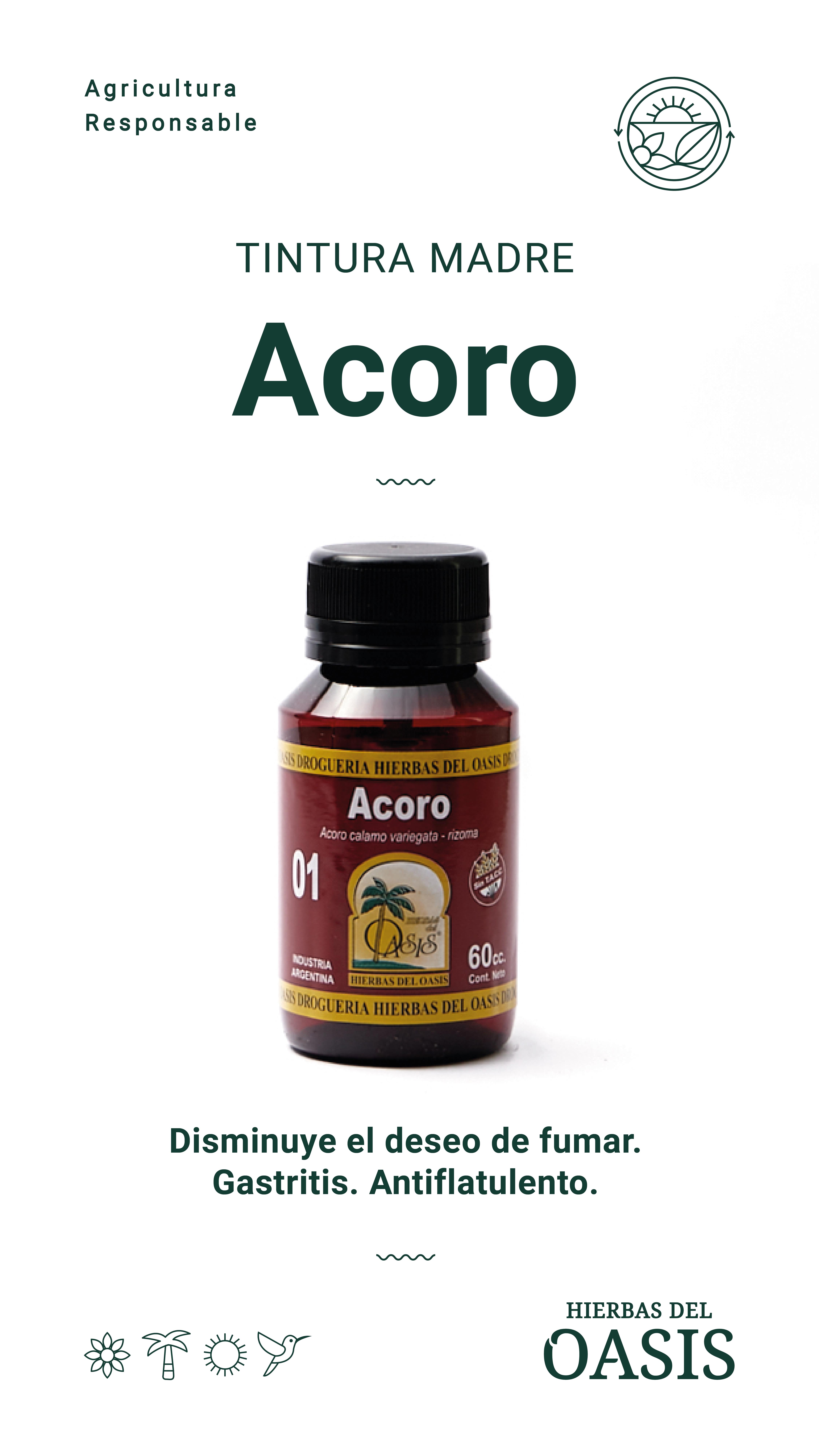 Hierbas Del Oasis TINTURA MADRE Nº 1 ACORO 60 cc