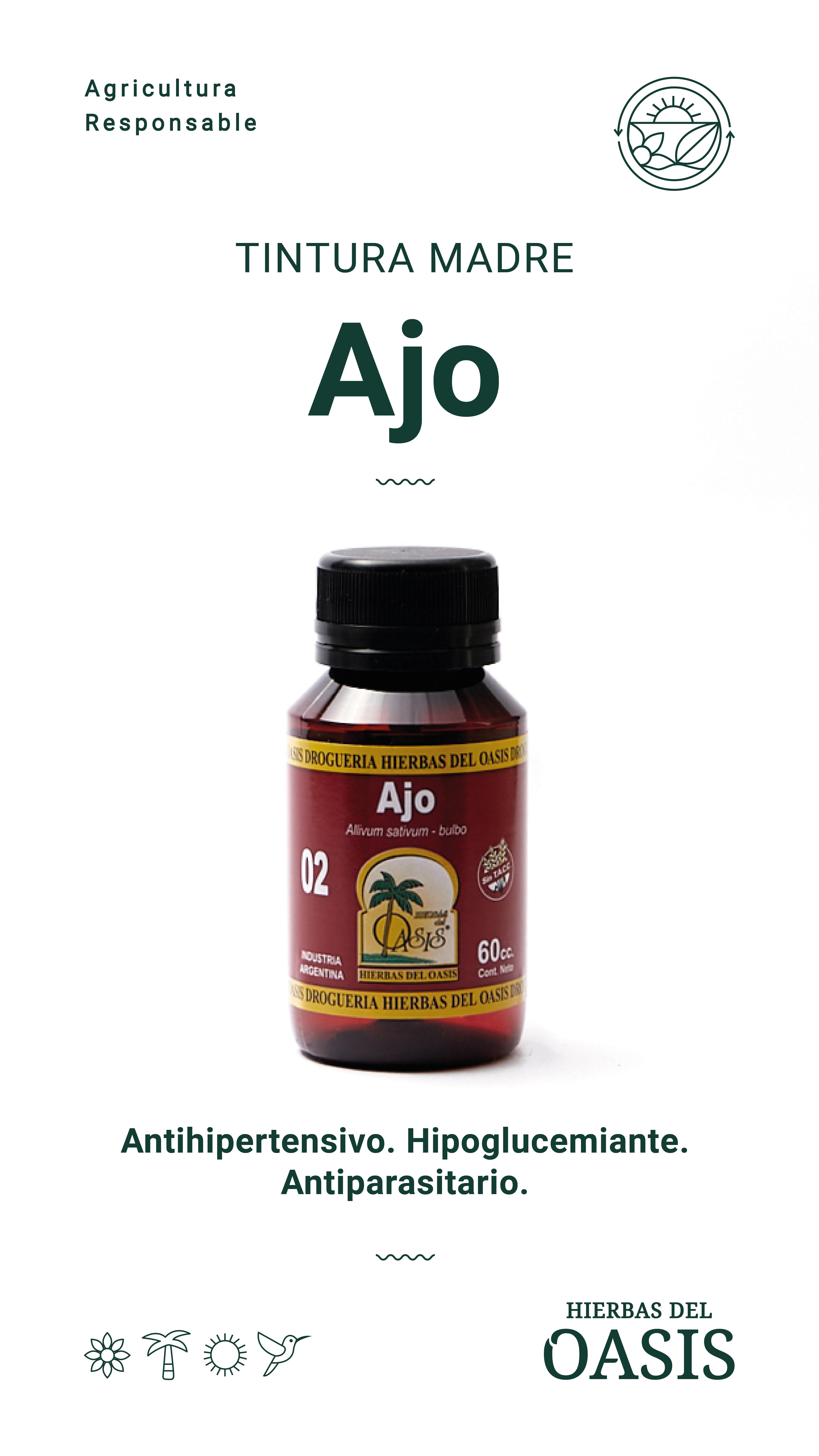 Hierbas Del Oasis TINTURA MADRE Nº 2 AJO 60 cc