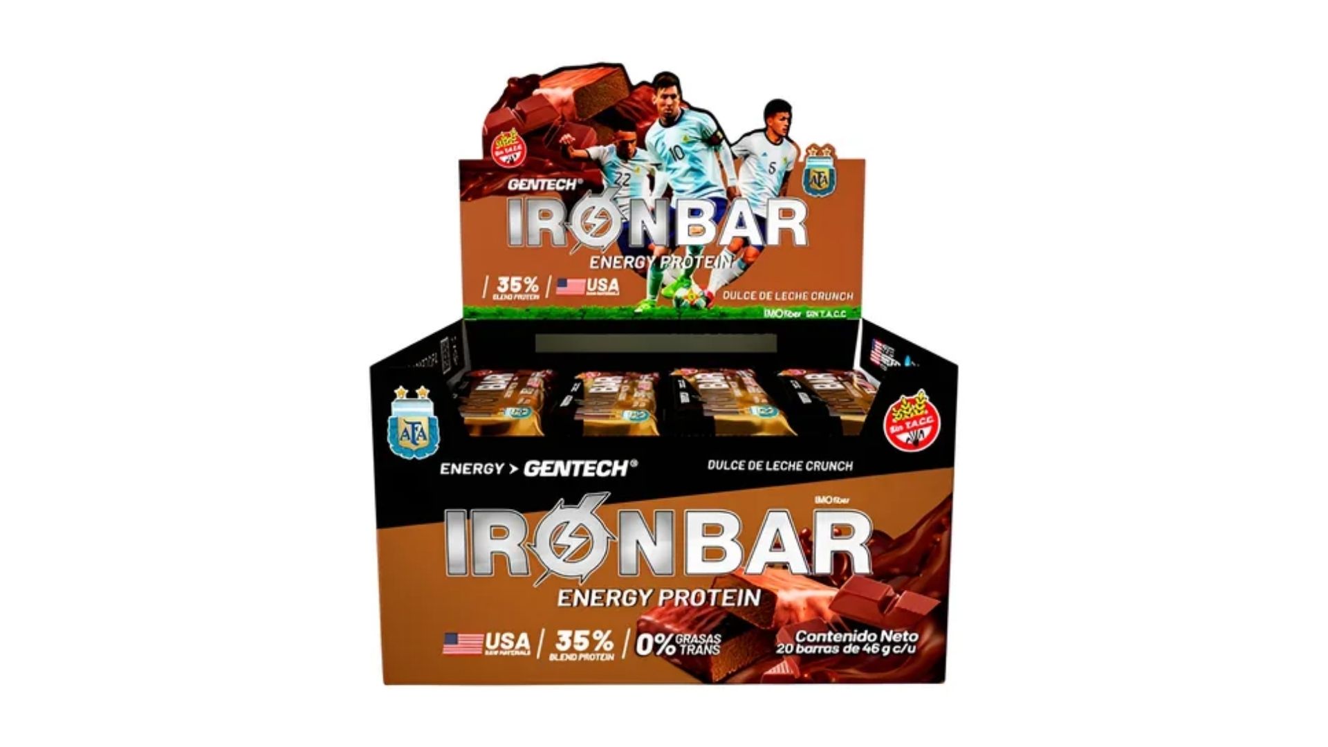 GENTECH IRON BAR DULCE DE LECHE 20 UNID