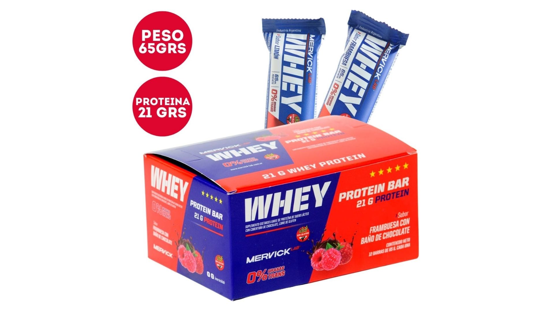 MERVICK WHEY BAR FRAMBUESA 12 UNID