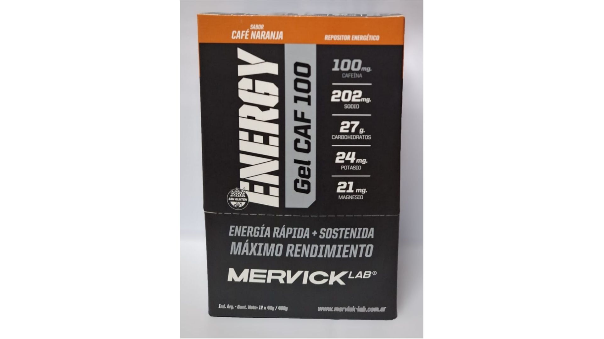 MERVICK ENERGY GEL CAFEINA CAFE NARANJA 12 UNID