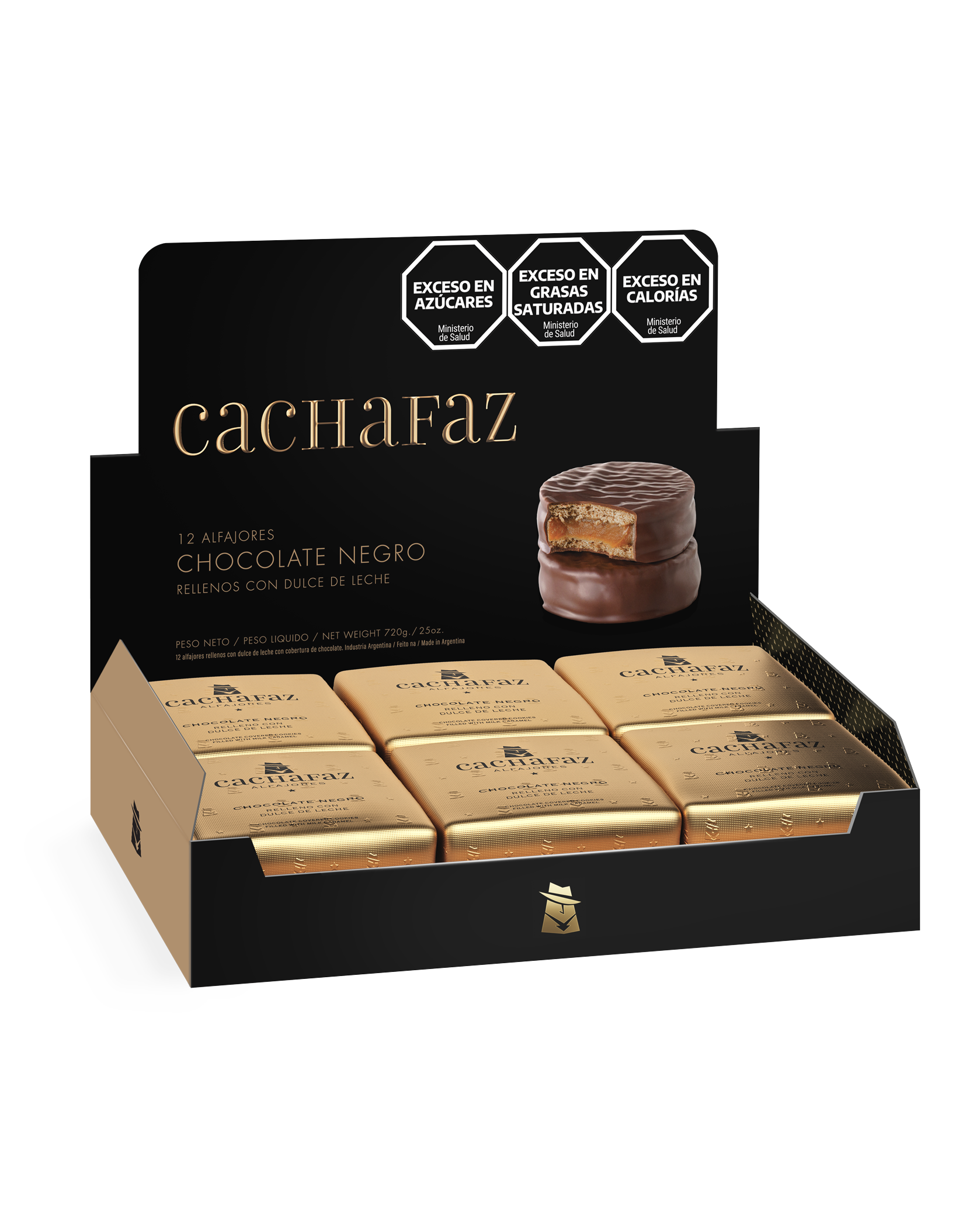 Cachafaz ALFAJOR CHOCOLATE 12 unid
