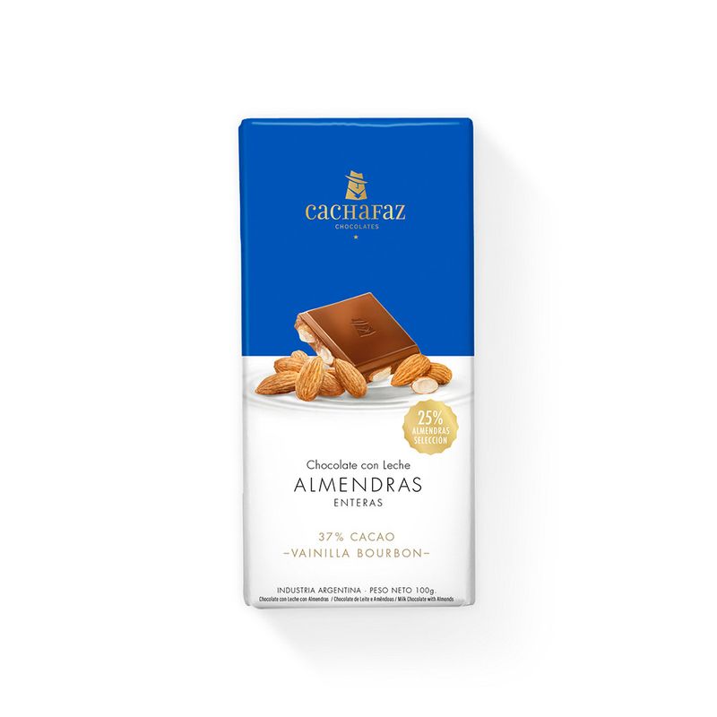 CACHAFAZ CHOCOLATE LECHE ALMENDRAS PARTIDAS 100 GRS