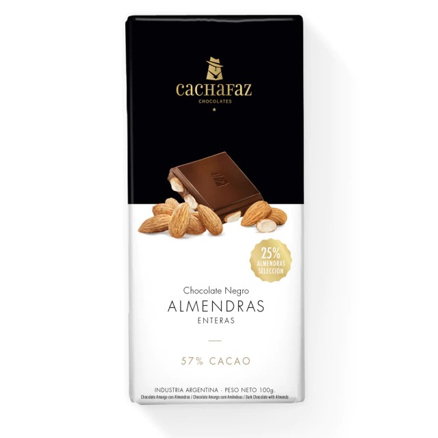 CACHAFAZ CHOCOLATE AMARGO C/ALMENDRAS ENTERAS 100 GRS
