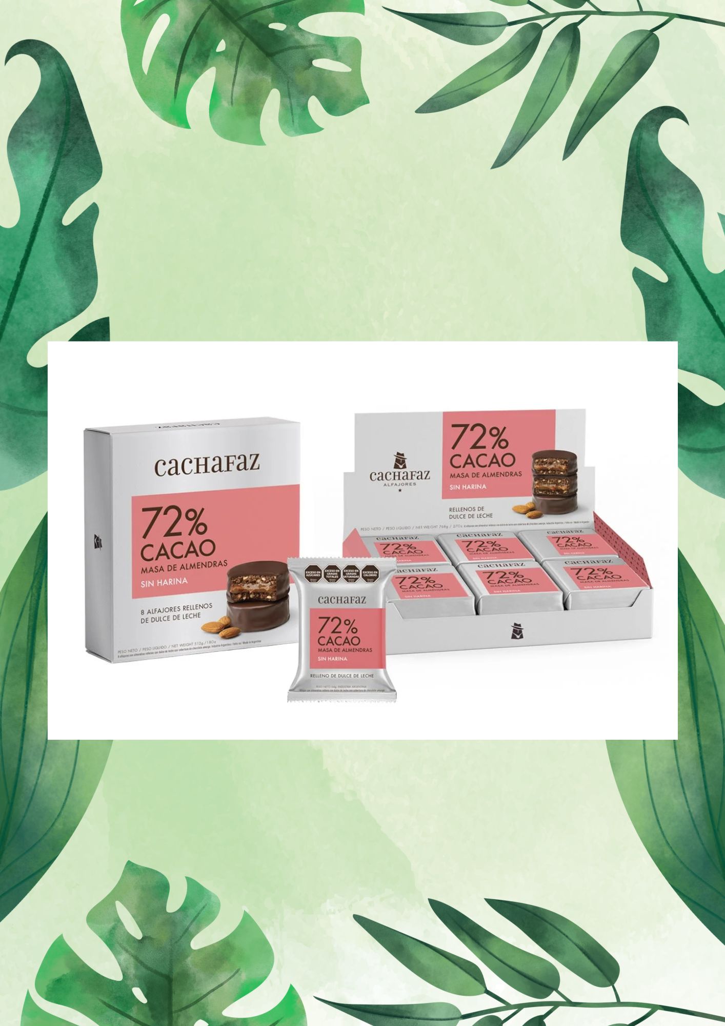 CACHAFAZ ALFAJOR 72 % CACAO 12 UNID