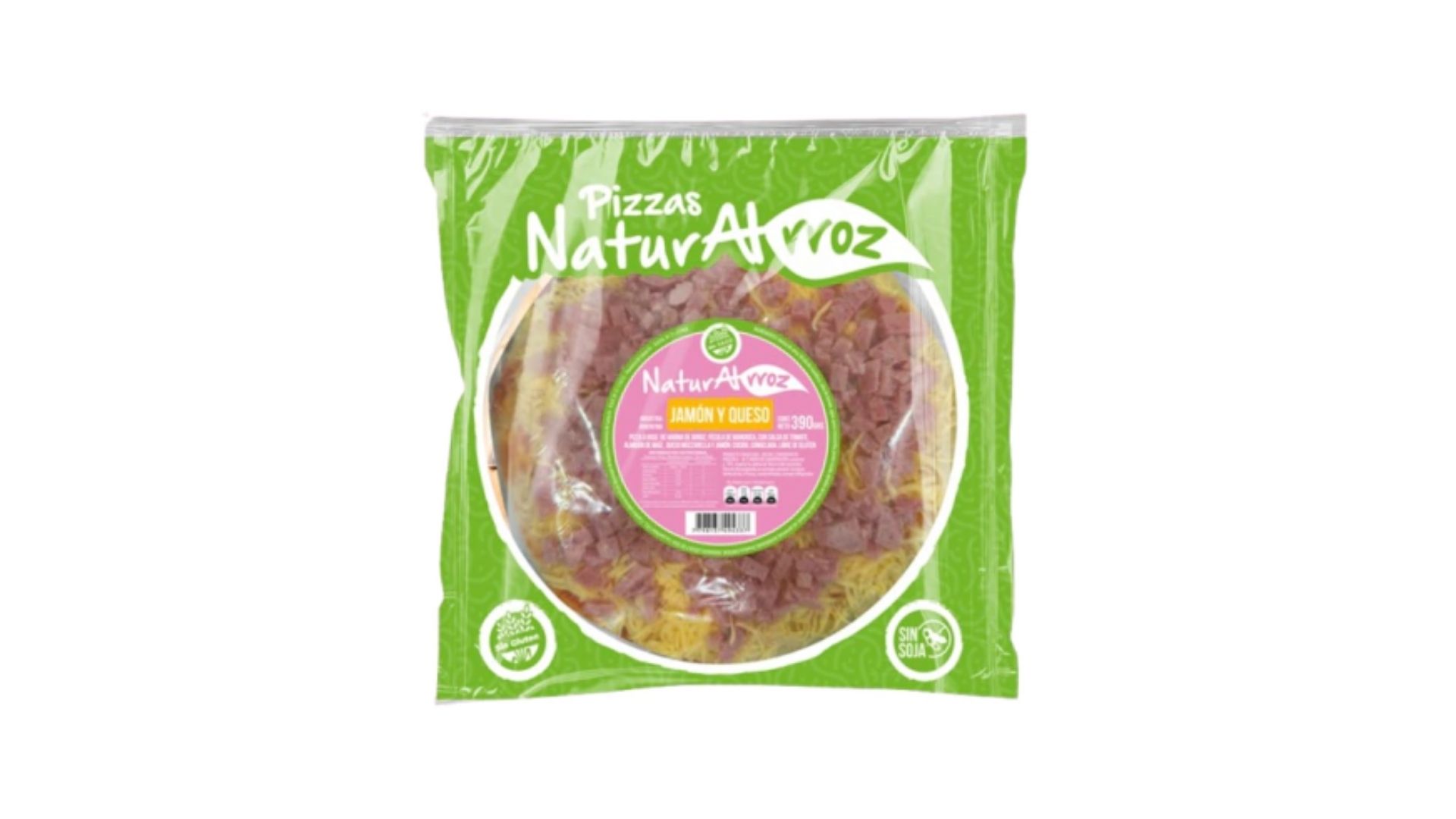 NATURALRROZ PIZZA JAMON Y QUESO 390 GRS