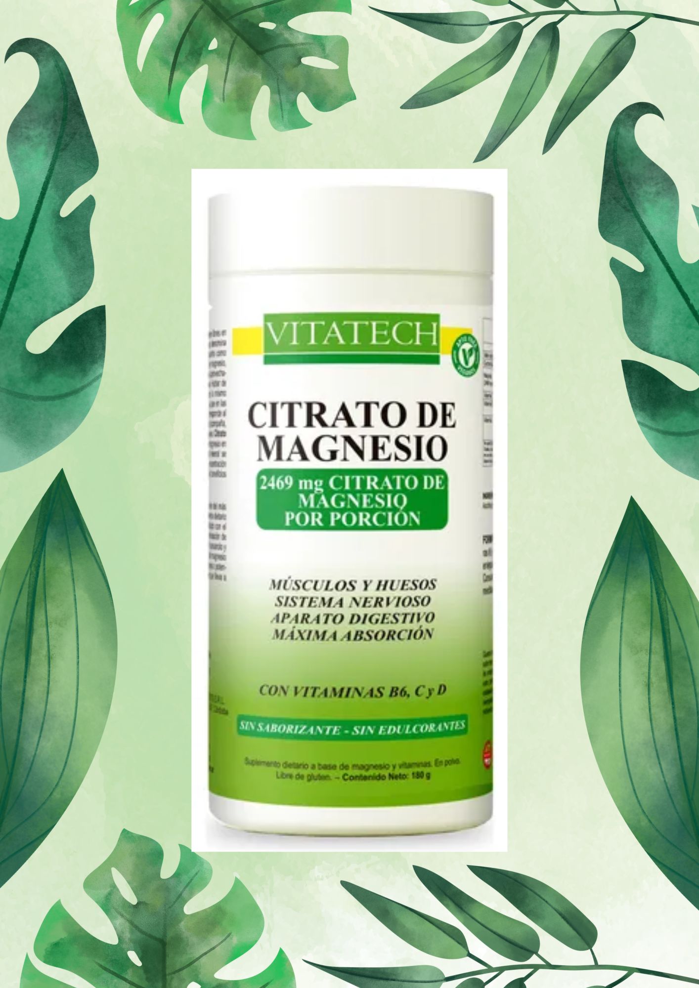 VITATECH CITRATO DE MAGNESIO SIN SABOR 180 GRS