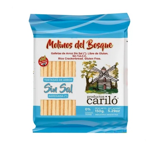 Carilo GALLETAS DE ARROZ SIN SAL 150 grs