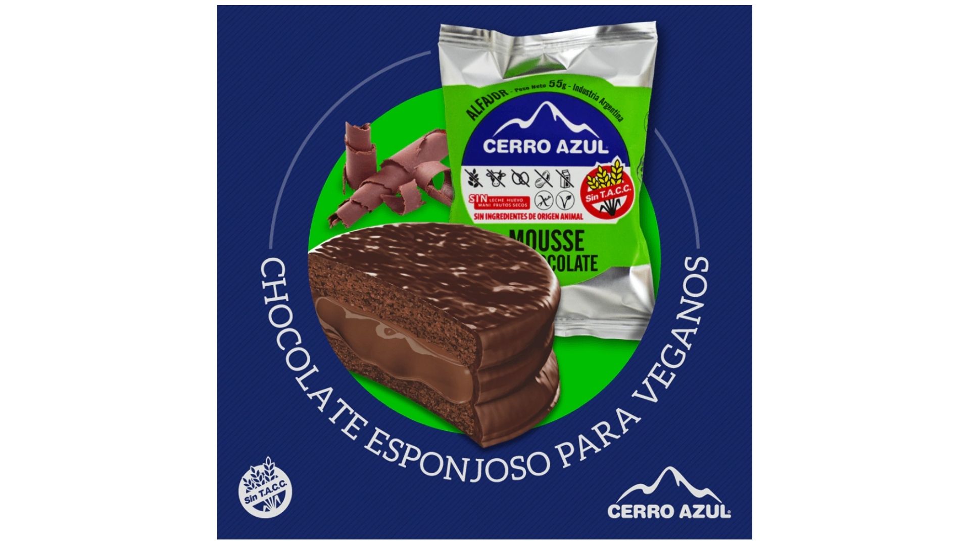 CERRO AZUL ALFAJOR MOUSSE DE CHOCOLATE ZERO 12 UNID