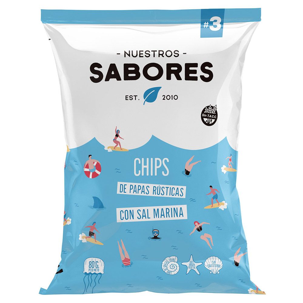 NUESTROS SABORES PAPAS RUSTICAS 80 GRS