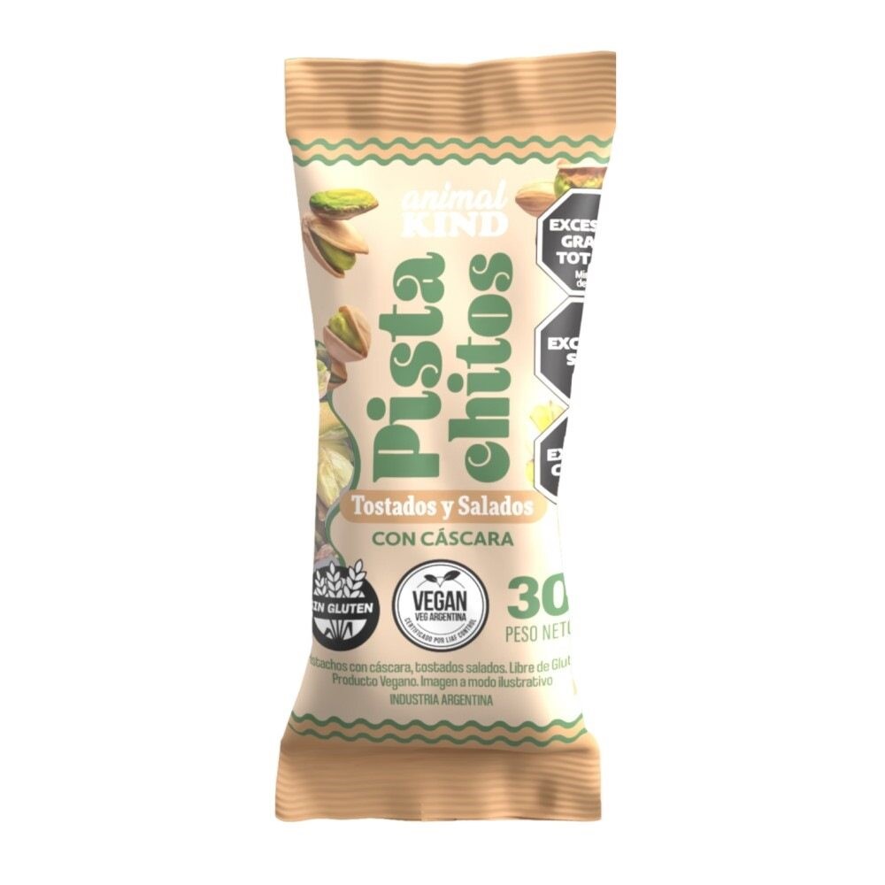 ANIMAL KIND SNACK PISTACHOS CON CASCARA SALADO 30 GRS