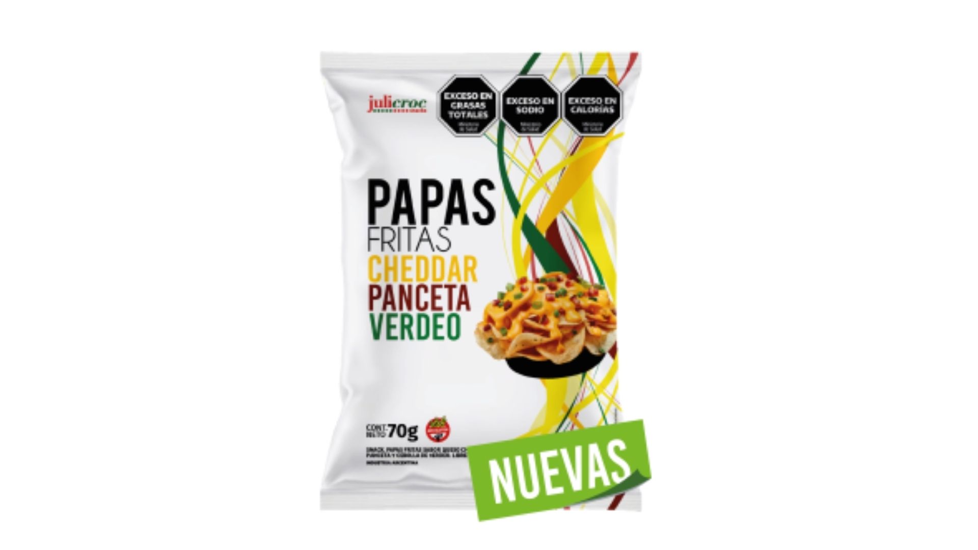 JULICROC PAPAS CHEDDAR, PANCETA, VERDEO 70 GRS
