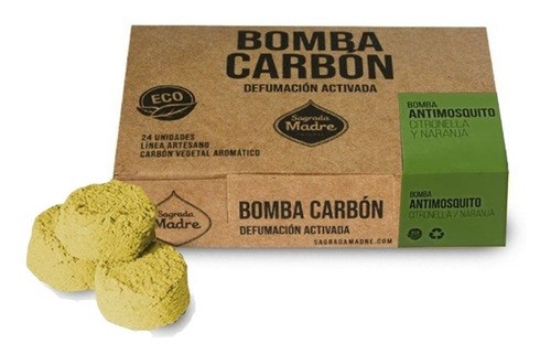 SAGRADA MADRE BOMBA CARBON X 12 CITRONELA NARANJA ANTIMOSQUITO