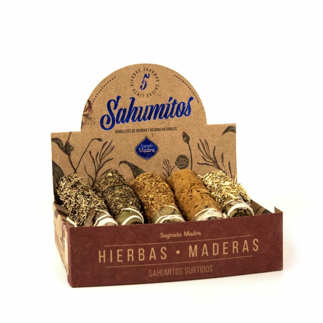 SAGRADA MADRE SAHUMITOS SURTIDOS X 5 HIERBAS Y MADERA