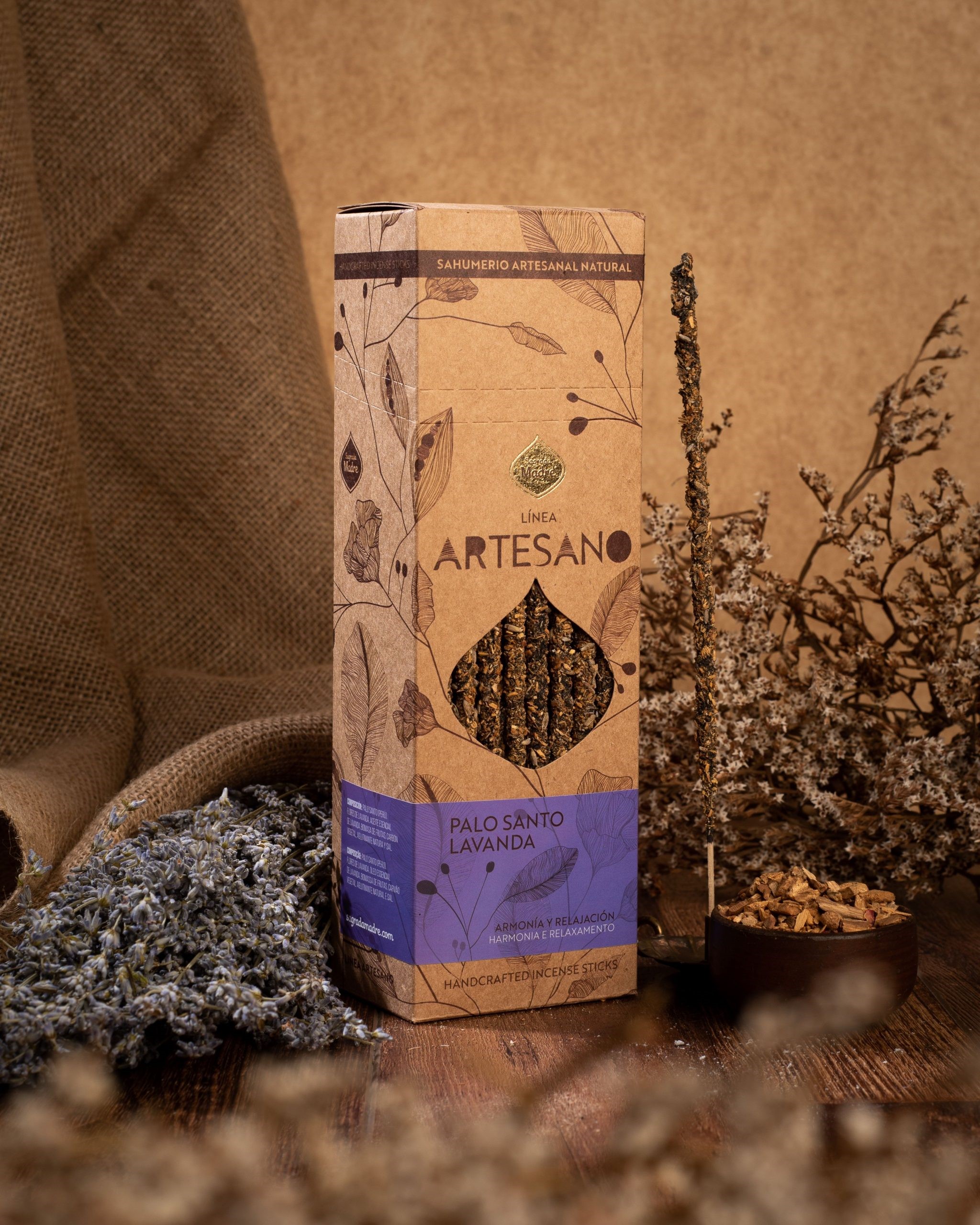 SAGRADA MADRE SAHUMERIO ARTESANO LAVANDA 30 UNID