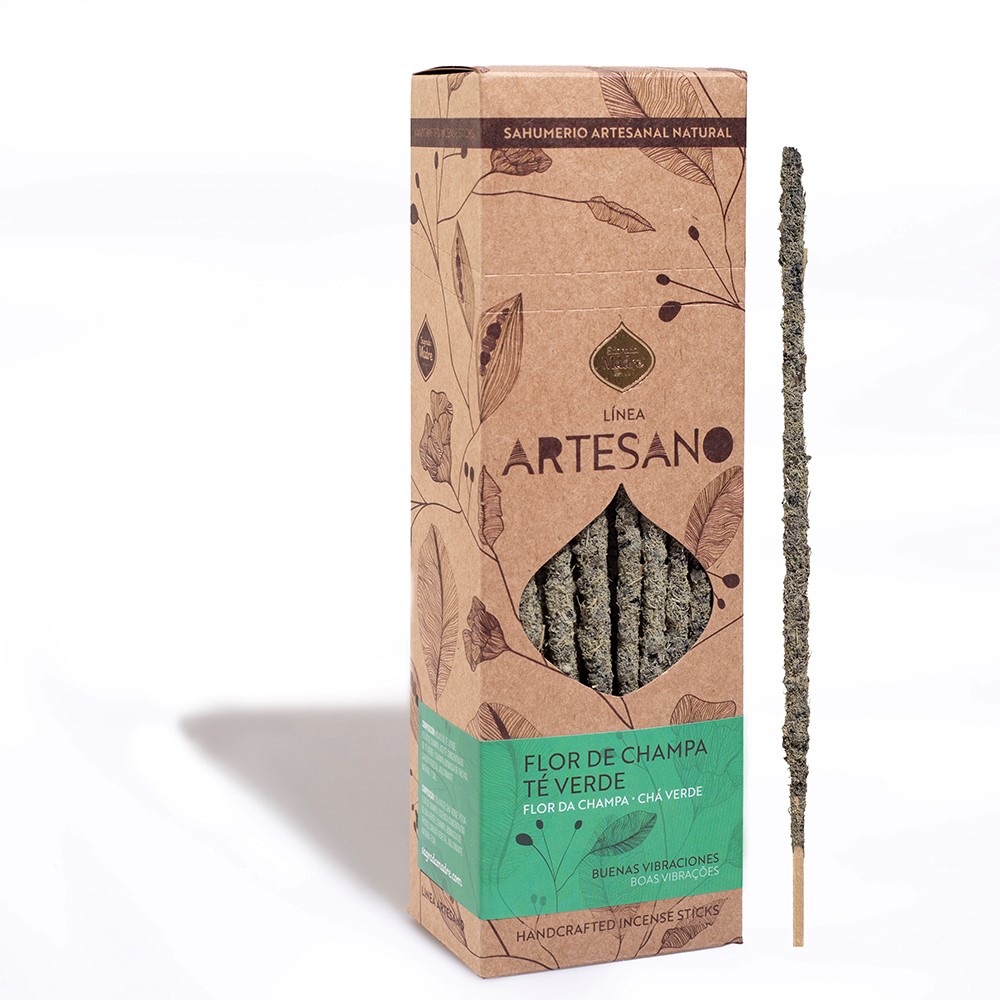 SAGRADA MADRE SAHUMERIO ARTESANO TE VERDE FLOR DE CHAMPA 30 UNID