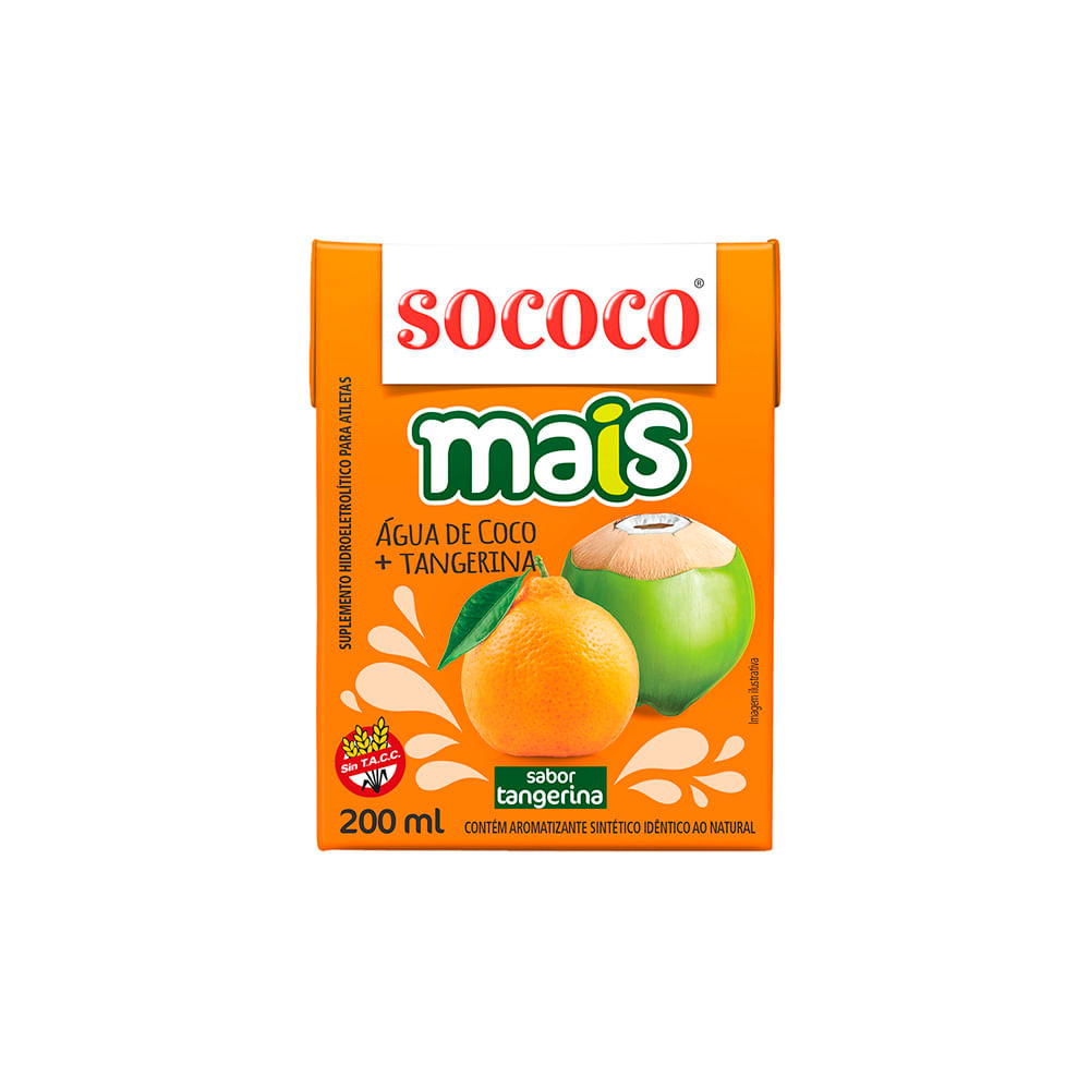 SOCOCO AGUA DE COCO SABOR MANDARINA 200 ML