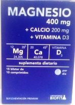Biokosma MAGNESIO 400 CALCIO+VIT 15 blister x 10 caps.