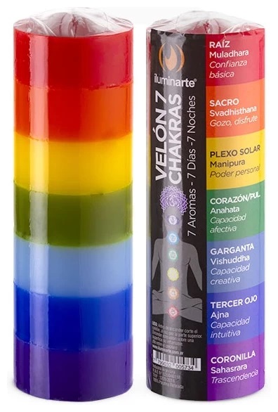 LLAMA SAGRADA VELON 7 CHAKRAS 7 AROMAS