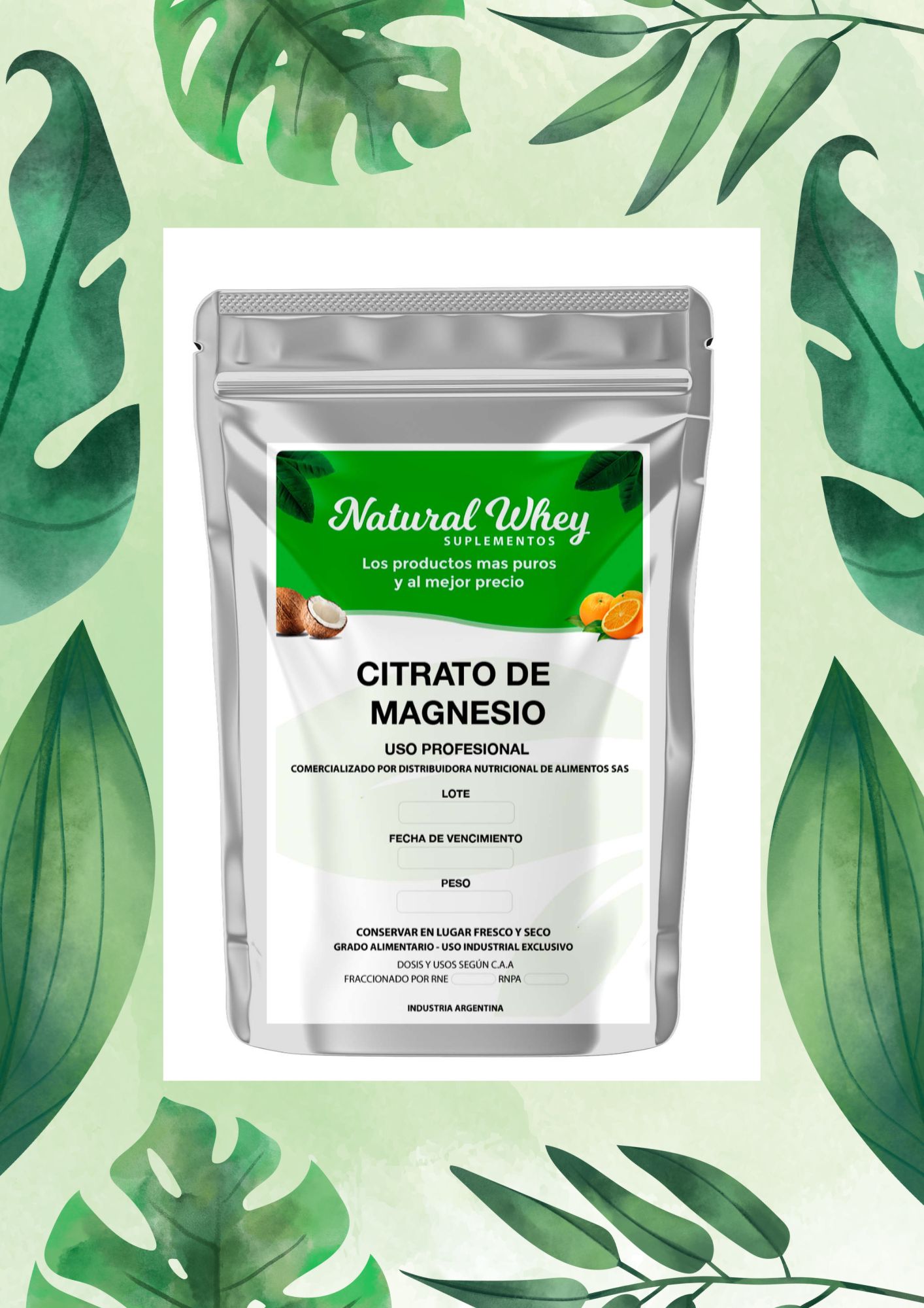 NATURAL WHEY CITRATO DE MAGNESIO 1 KG