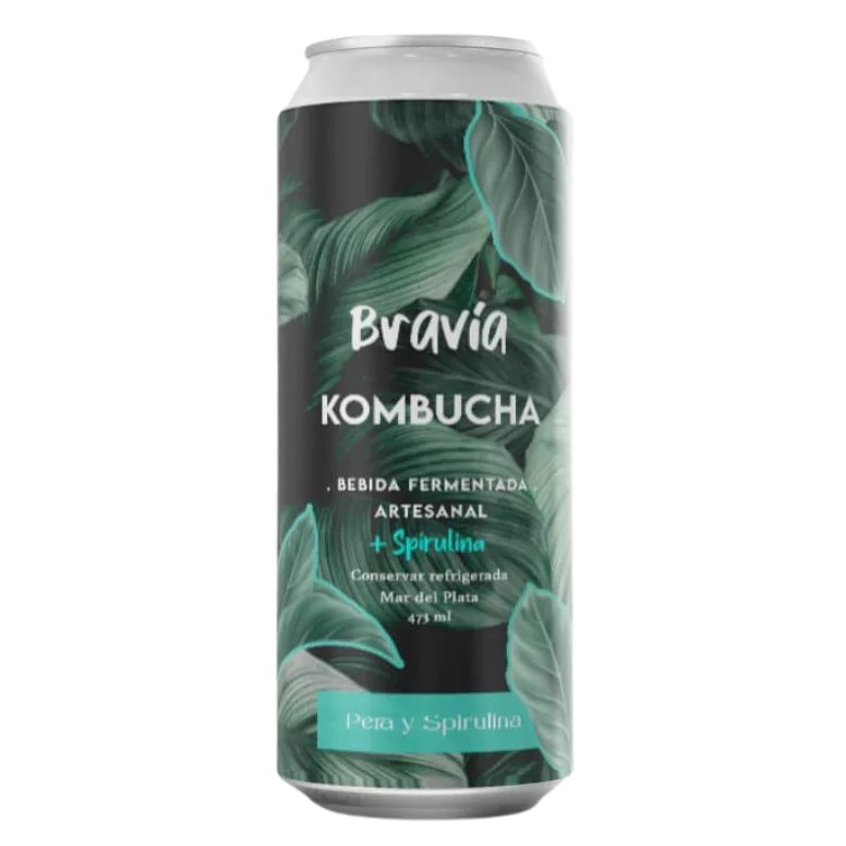 VIVET KOMBUCHA LATA PERA Y SPIRULINA 473 ML