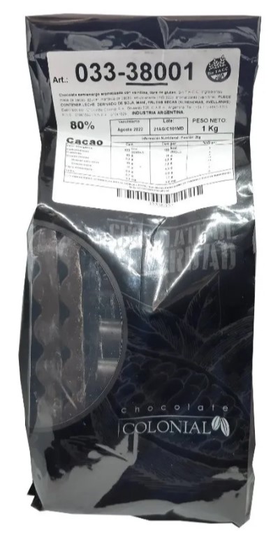 CHOC. COLONIAL CHOCOLATE COB SEMIA 80 % 1 KG